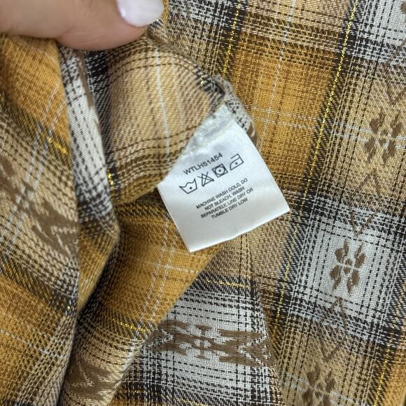 As Real As Wrangler Shirt Women’s Medium Pearl Snap Yellow Gold Cowgirl Western - Picture 12 of 13
